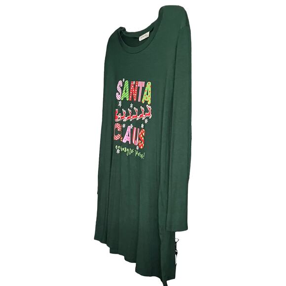 SOUTHERN STITCH LONG SLEEVE CHRISTMAS CASUAL TOP, WOMENS, XL, GREEN & MULTICOLOR - Picture 2 of 9
